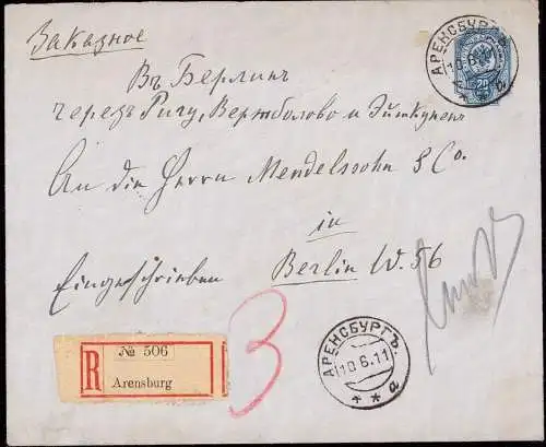 601718 | Arensburg, Kuressaare, Eesti, Estland, dekorative Ganzsache per Einschreiben nach Deutschland  | -, -,