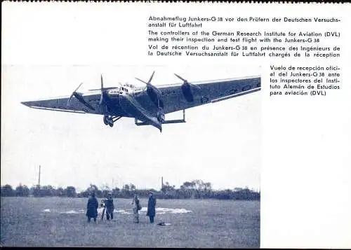 601746 | Flugzeug, Luftfahrt, seltene Werbekarte Junkers | Dessau (O 4500), Adlershof ; Treptow-Köpenick ; Berlin