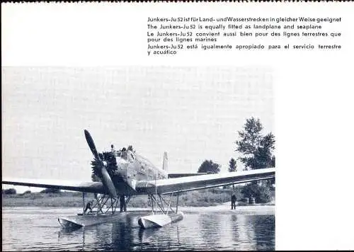 601748 | Flugzeug, Luftfahrt, seltene Werbekarte Junkers, Wasserflugzeug  | Dessau (O - 4500), -,