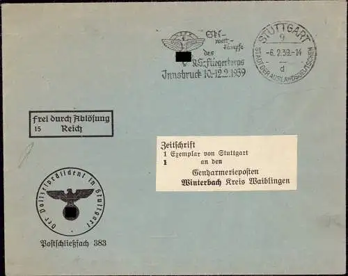 601804 | Dienstbrief, Frei durch Ablösung (15), Zeitungssendung des Polizeipräsidenten  | Stuttgart (W - 7000), -,