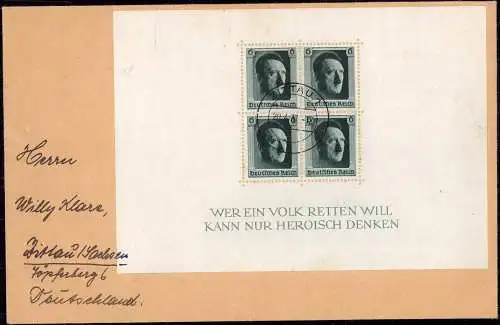 601820 | 20.4.37, Brief mit Block 7,  | Zittau, -,
