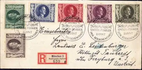 601827 | 20.4.43, Satzbrief Mi. Nr. 844 - 849  | München (W - 8000), -,