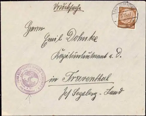 601848 | Brief Absenderstempel, Bund Deutscher Marine Vereine,"Admiral Scheer" R.S. Propagandavignette | Bad Segeberg (W