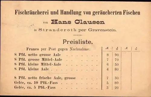 601857 | Preisliste, Ansichtskarten Vorlaufer 1882 aus Stranderoth bei Gravenstein, Gråsten  | -, -,