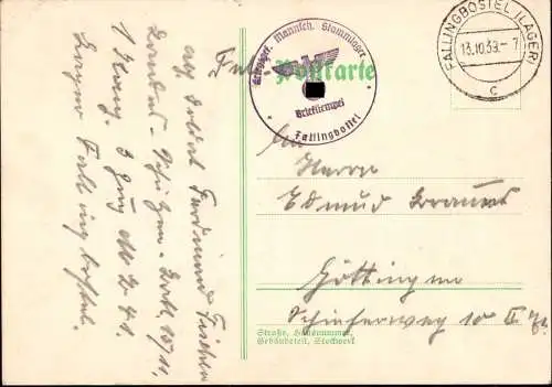 601889 | Militaria, Feldpostkarte vom Truppenübungsplatz (Lager)  | Fallingbostel (W - 3032), -,