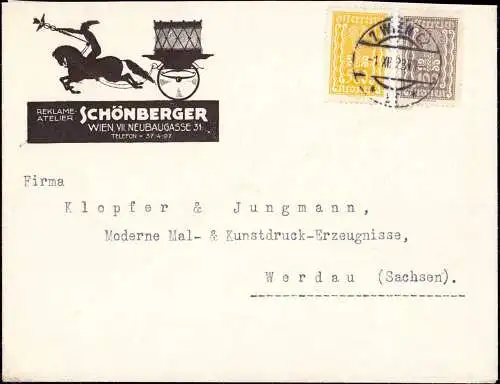 601931 | Briefumschlag mit Eigenwerbung Reklame Atelier des Grafikers Schönberger | Wien (A 1010 Österreich)