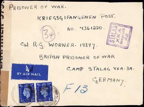 601932 | Westpreussen, Kriegsgefangenenpost POW per Luftpost aus London in das Stalag 20A, Thorun  | Thorn (Thorn WP),