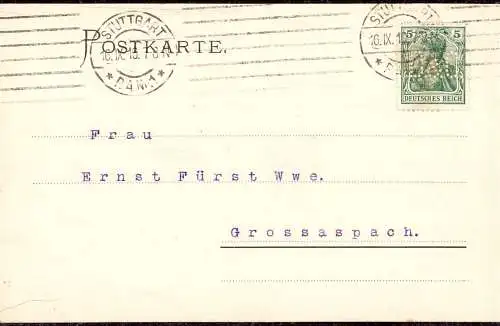 602037 | Postkarte der Firma Doertenbach & Cie mit Firmenlochung Perfin  | Stuttgart (W - 7000), -,