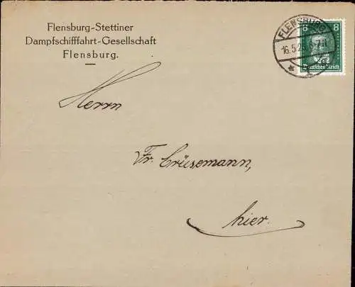 602118 | Brief der Flensburg - Stettiner Dampfschifffahrt Gesellschaft, Reederei, Schiff,  | Flensburg (W - 2390), Stett
