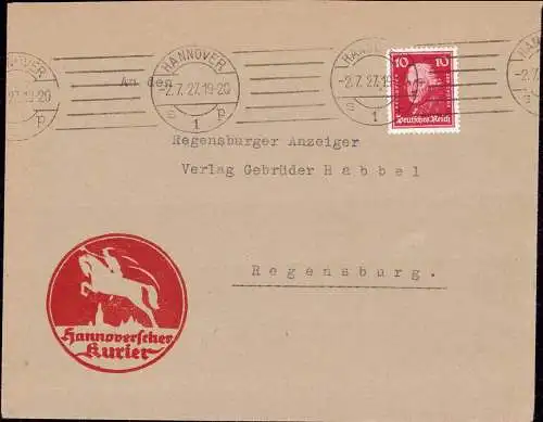 602120 | Dekorativer Brief mit Firmenlogo des Hannoverschen Kurier, Zeitung  | Hannover (W - 3000), -,