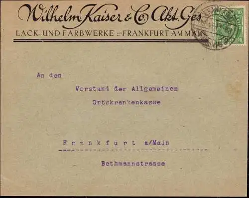 602127 | Dekorativer Brief der Firma Wilhelm Kaiser & Co.Farben Lacke, Chemie  | Frankfurt (W - 6000), -,