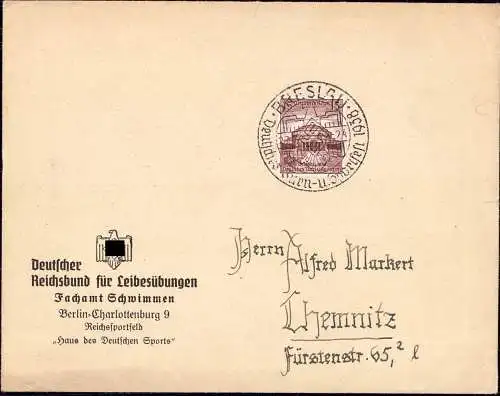 602132 | Brief des Deutschen Reichbund für Leibesübungen vom Deutschen Turn und Sportfest 1938  | Berlin, Breslau