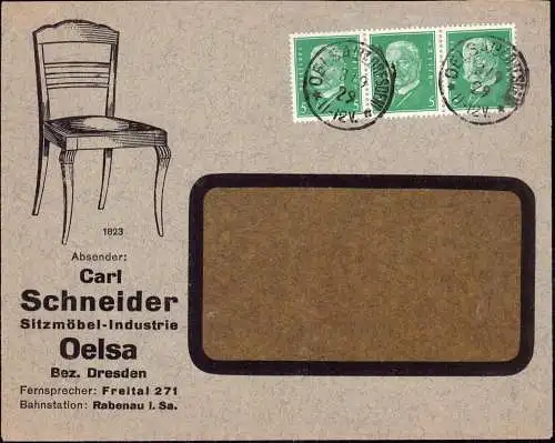 602169 | dekorativer Brief der Stuhlfabrik Carl Schneider, Möbel  | Oelsa (O - 8218), -,