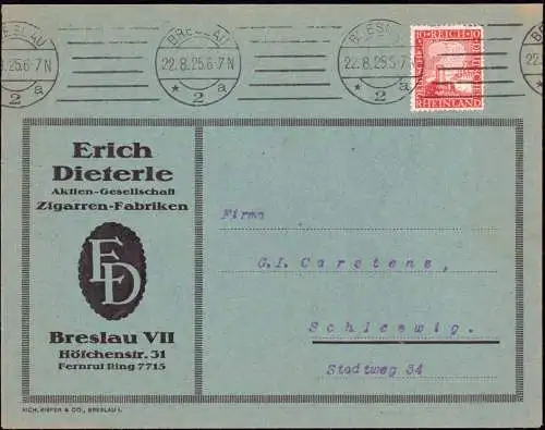 602170 | Brief der Zigarrenfabrik Erich Dieterle mit Firmenlogo, Tabak  | Breslau, Stadt (Bezirk Breslau N.Schl.), -,