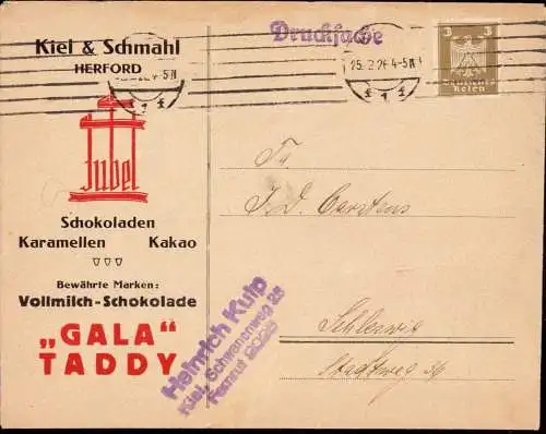 602173 | Brief mit Firmenlogo der Schokoladenfabrik Jubel, Kiel & Schmahl, Zucker, Kakao, Schokolade  | Herford (W - 490