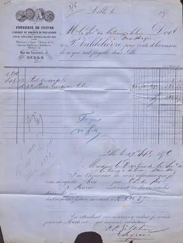 602216 | Dekorativer Brief der Fonderie en Cuivre, P. Valdelievre  | Lille;Nord (F 59000 Frankreich), -,