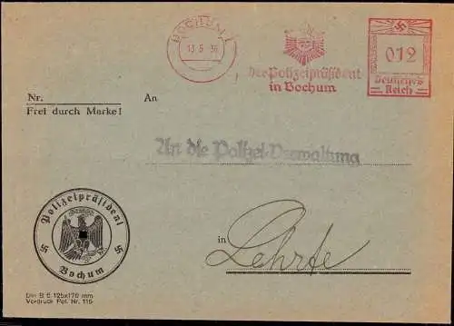 602301 | Dienstbrief, Frei durch Marke, des Polizeipräsidenten  | Bochum (W - 4630), -,
