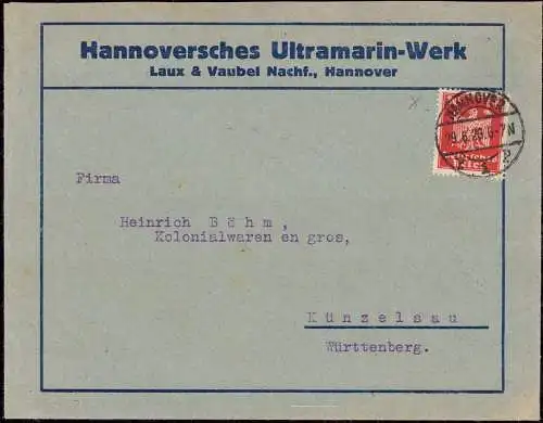 602305 | dekorativer Brief des Ultramarin Werk Laux & Vaubel Nachf. | Hannover (W 3000)