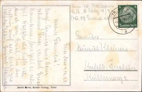 602341 | Postkarte aus dem RAD Lager 4 / 73, Erh. 3-4, Stockig  | Trier (W - 5500), -,