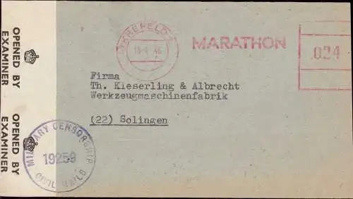 602361 | Brief, aptierter Freistempel des Sportverein CSV Marathon, Zensur,  | Krefeld (W - 4150), -,