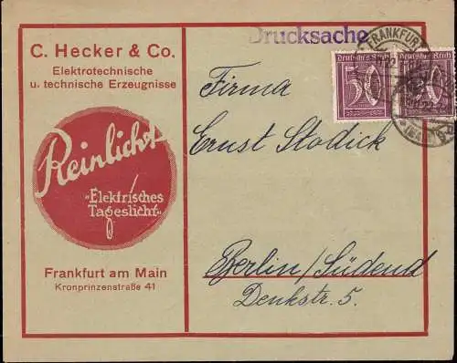 602366 | dekoratives Logo auf Brief der Elektronik Firma Reinlicht, C. Hecker & Co., Licht, Judaica ? | Frankfurt (W 600