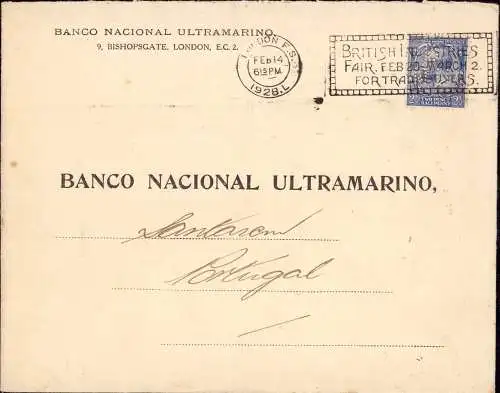602369 | Brief mit Firmenlochung Perfin der Banco Nacional Ultramarino, Portugal  | London, -,