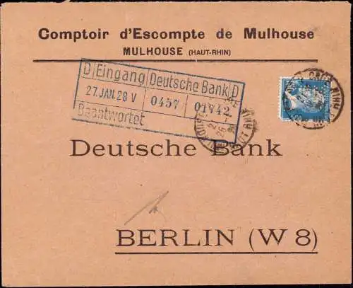 602386 | Brief mit Firmenlochung Perfin Comtoir d`Esccompte,  | Mulhouse;Haut-Rhin (F 68100 Frankreich), -,