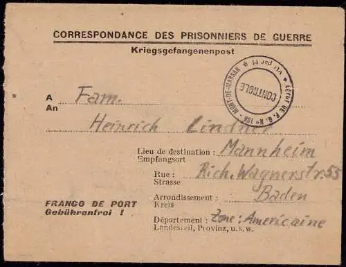 602393 | Kriegsgefangenenpost POW Lager 186, Zensurstempel mit falsche Ortsangabe, Mont-de-Marsan  | Labouheyre;Landes (