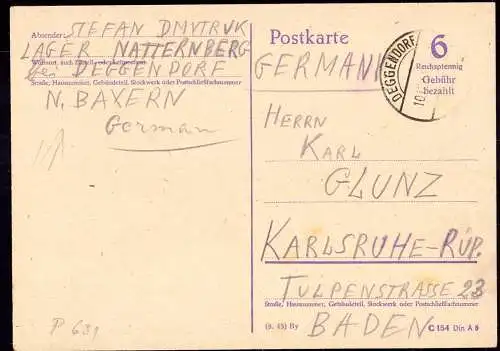 602404 | Karte aus dem Internierungslager Natternberg | Deggendorf (W 8360)