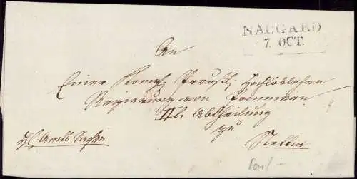 602407 | Pommern, Brief ca 1850, mit Siegel, ohne Inhalt | Naugard (Landkreis Kolberg-Körlin Pommern), Stettin (Stettin