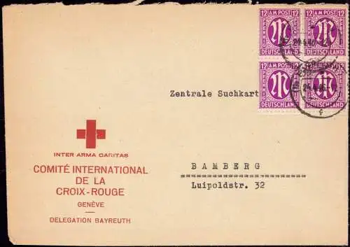 602501 | Rotes Kreuz, 1946, Anfrage an die Zentrale Suchkartei | Bayreuth (W 8580), Bamberg (W 8600)