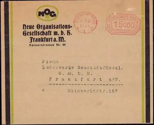 602552 | Dekorativer Brief, mit Firmenlogo, der Neuen Organisations Gesellschaft  | Frankfurt (W - 6000), -,