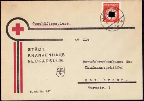 602582 | Werbung 1940, dekorativer Dienstbrief des Städtischen Krankenhaus  | Neckarsulm (W - 7107), -,