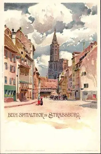 602603 | Frankreich, Litho, CPA; Kümstlerkarte, sign. F. Hoch  | Strasbourg;Bas-Rhin (F 67000 Frankreich), -,