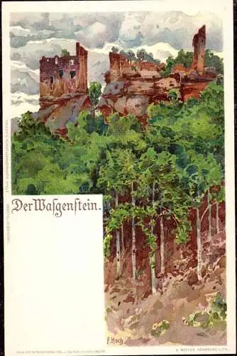 602613 | Frankreich, Wasgenstein, Litho, CPA; Kümstlerkarte, sign. F. Hoch  | Niedersteinbach;Bas-Rhin (F 67510 Frankrei