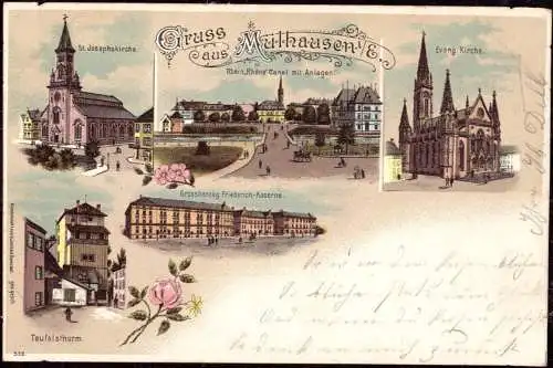 602664 | Frankreich, Ortsansicht, Litho  | Mulhausen;Bas-Rhin (F 67350 Frankreich), -,