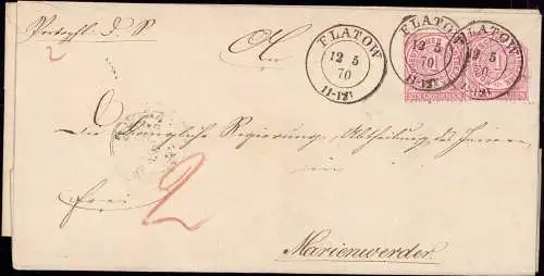602823 | Portopflichtiger Dienstbrief, Marke beschädigt aufgeklebt | Flatow (Flatow WP), Marienwerder (Kreis Pyritz Pomm