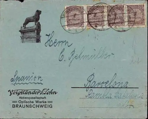 602834 | Inflation, Brief mit Firmenlochung Perfin der Optischen Werke Voigtländer & Sohn, Fotografie | Braunschweig (W