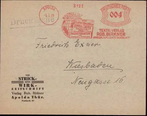 602836 | Brief des Textil Verlag Birkner mit Freistempel, Die Strick und Wirk Zeitschrift, Globus,  | Apolda (O - 5320),