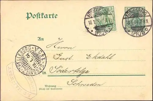 602840 | Ostpreussen, Firmenlochung Perfin der Firma J. D. Majowsky, Schiffspost Sassnitz Trelleborg | Königsberg