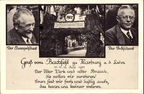 602878 | Ansichtskarte vom Bachfest 1937, Ketzerbach  | Marburg (W - 3550), -,