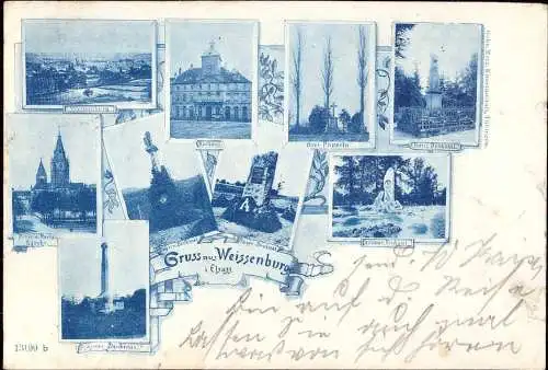 602902 | Frankreich, Litho, seltene Ortsansicht Weissenburg  | Wissembourg;Bas-Rhin (F 67160 Frankreich), -,