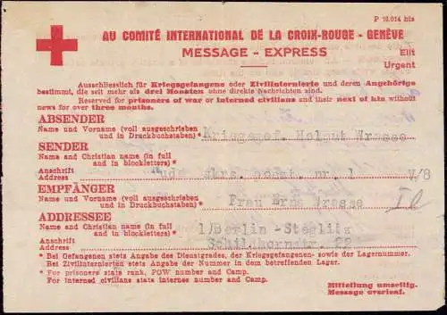 602917 | Oberschlesien, Kriegsgefangenenpost Eilnachricht aus der Zeche 5 / 5, Ruda Slask, Katowice | Kattowitz