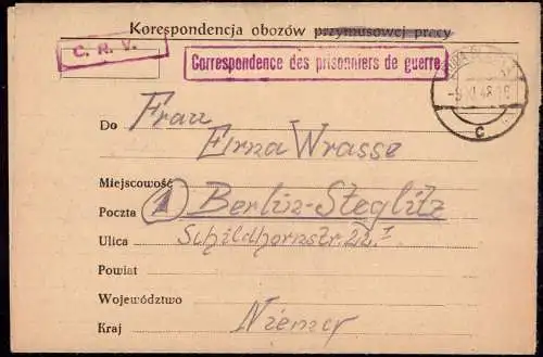 602918 | Oberschlesien, Kriegsgefangenenpost aus der Zeche 5 / 5, Ruda Slask, Katowice  | Kattowitz, -,