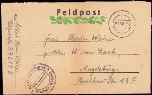 602926 | dekorativer Feldpost Zierbrief von der Ortskommandantur Wladimir Wolynsk, Ukraine  |