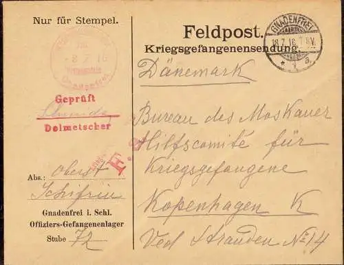 602932 | Schlesien, Kriegsgefangenenpost POW in das Lager Gnadenfrei Kreis Reichenach, Zensur, Sprache, Dolmetscher  |