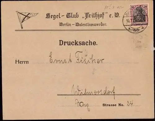 602940 | Dekorativer Briefumschlag des Segel Klub Frithjof in Valentinswerder | Tegel ; Reinickendorf ; Berlin (W 1000)