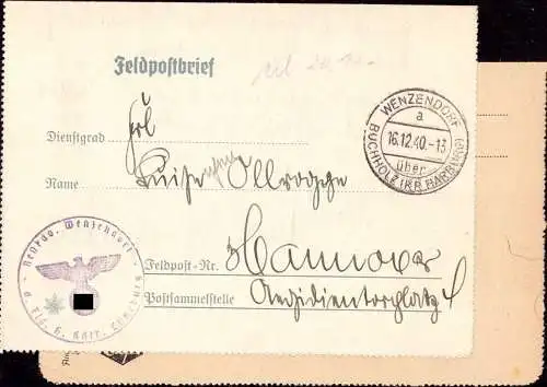 602957 | Fliegerhorst, 2 Feldpostbriefe Restkommando | Wenzendorf (W 2114), Buchholz (W 2110), Lüneburg (W 2120)