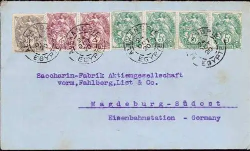 602959 | Dekorative Buntfrankatur der Französische Post Levante, Firma Pilpel & Sons, Egypt, Egypte, Alexandrie|