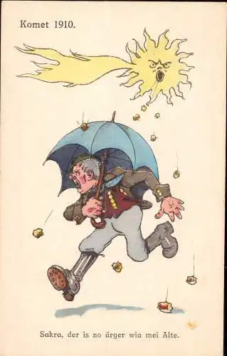 603004 | Ansichtskarte Komet 1910, Regenschirm, Astronomie  | -, -,